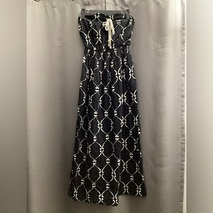 GAP strapless printed black and white long dress size xs
